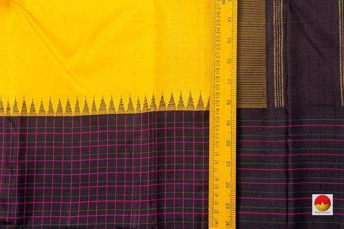 Yellow And Brown Kanchipuram Silk Saree With Medium Border Handwoven Pure Silk For Festive Wear PV NYC 998