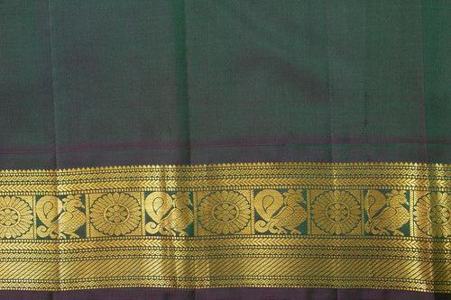 Yellow And Green Kanchipuram Silk Saree With Medium Border Handwoven Pure Silk For Festive Wear PV J 260