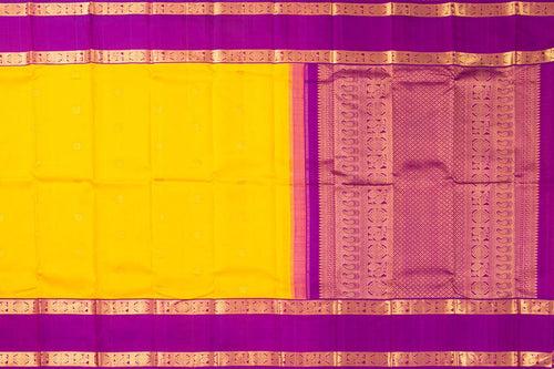 Yellow And Magenta Kanchipuram Silk Saree With Medium Border Handwoven Pure Silk For Festive Wear PV NYC 995