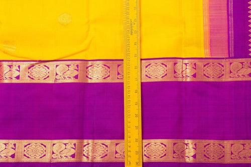 Yellow And Magenta Kanchipuram Silk Saree With Medium Border Handwoven Pure Silk For Festive Wear PV NYC 995