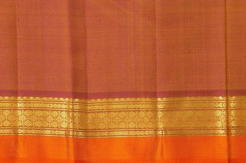 Yellow And Orange Kanchipuram Silk Saree With Short Border Handwoven Pure Silk For Festive Wear PV J 356