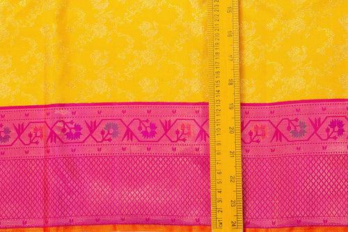 Yellow And Pink Kanchipuram Silk Saree With Paithani Style Korvai Contrast Border Handwoven Pure Silk For Wedding Wear PV NYC 1064