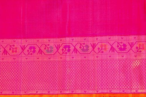 Yellow And Pink Kanchipuram Silk Saree With Paithani Style Korvai Contrast Border Handwoven Pure Silk For Wedding Wear PV NYC 1064