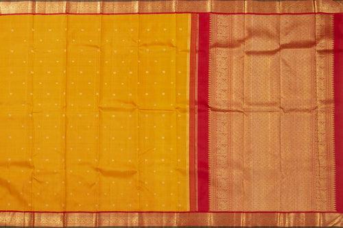 Yellow And Red Kanchipuram Silk Saree With Korvai Contrast Border Handwoven Pure Silk For Wedding Wear PV NYC 1093