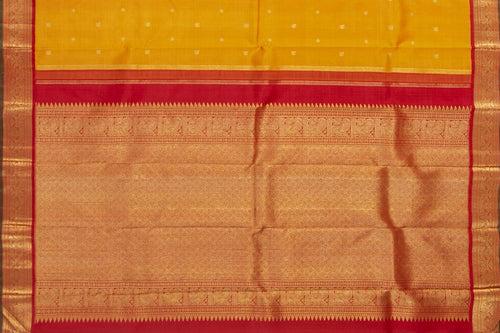 Yellow And Red Kanchipuram Silk Saree With Korvai Contrast Border Handwoven Pure Silk For Wedding Wear PV NYC 1093