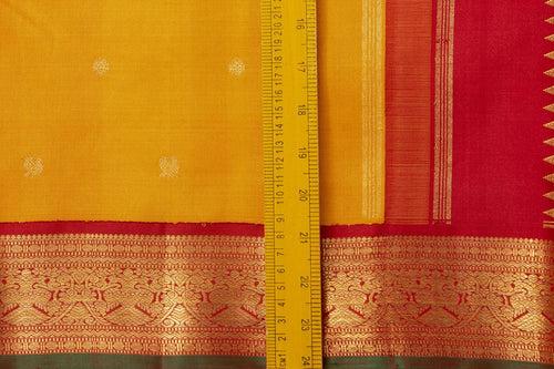 Yellow And Red Kanchipuram Silk Saree With Korvai Contrast Border Handwoven Pure Silk For Wedding Wear PV NYC 1093