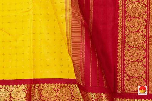 Yellow Kanchipuram Silk Saree With Ganga Jamuna Border Handwoven Pure Silk For Festive Wear PV NYC 1063