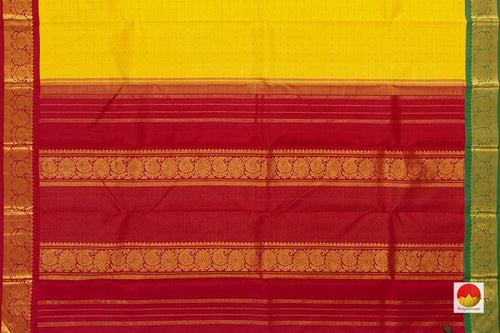 Yellow Kanchipuram Silk Saree With Ganga Jamuna Border Handwoven Pure Silk For Festive Wear PV NYC 1063
