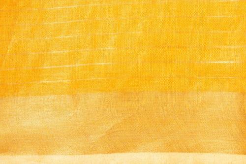 Yellow Pure Linen Saree Handwoven PL 2044