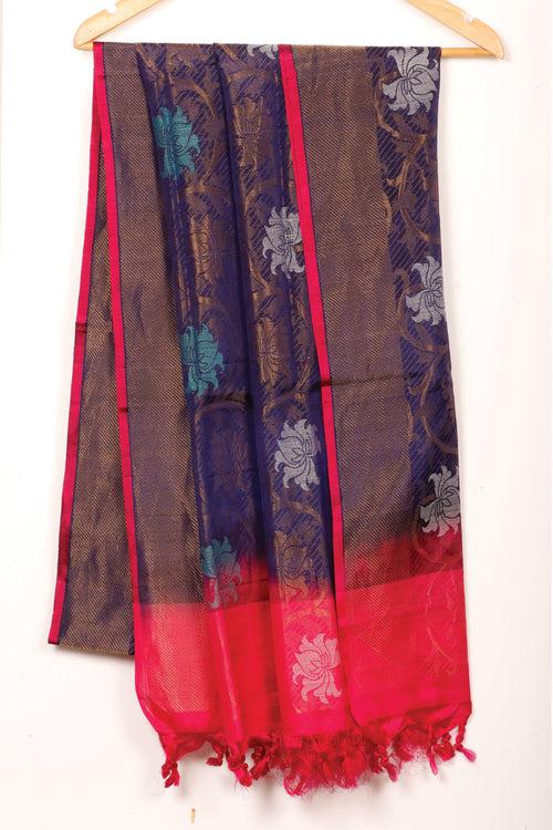 Ink Blue Kora Silk Dupatta