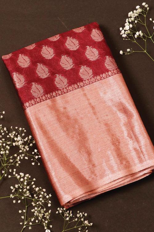 Maroon Semi Silk Cotton Saree