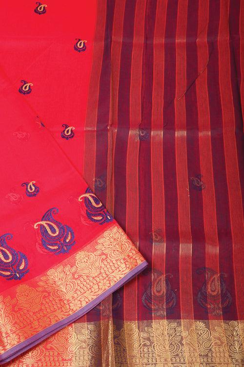 Rani Pink Semi Silk Cotton Saree