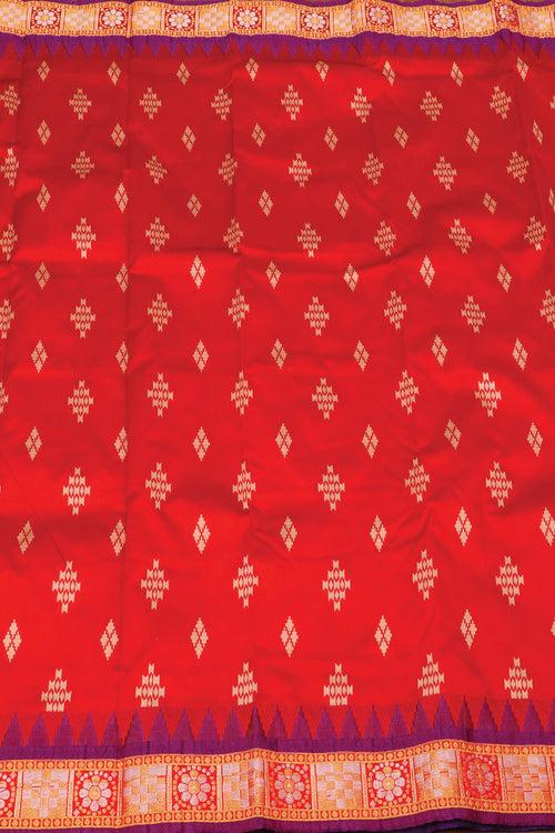 Red Semi Cotton Saree