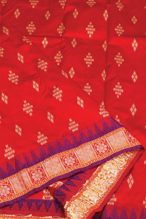 Red Semi Cotton Saree