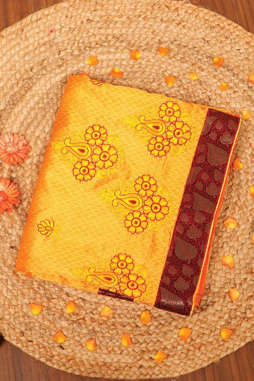 Sunflower Yellow Semi Tussar Saree