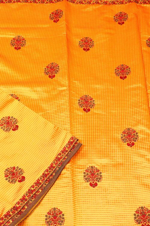 Mango Orange Semi Tussar Saree