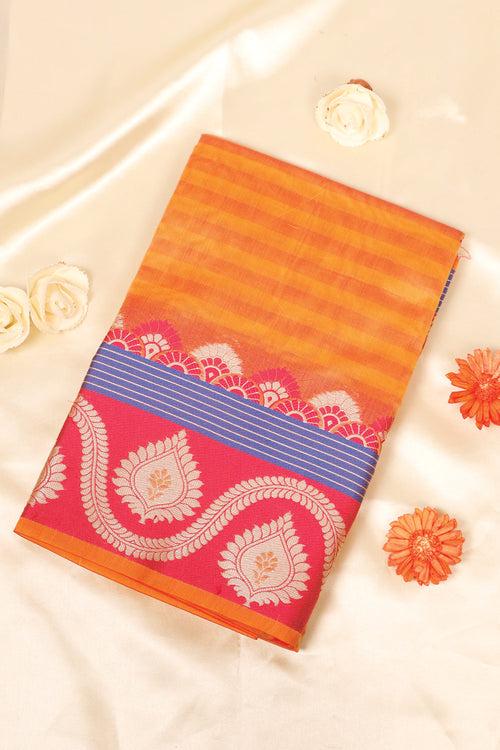 Orange Semi Silk Cotton Saree