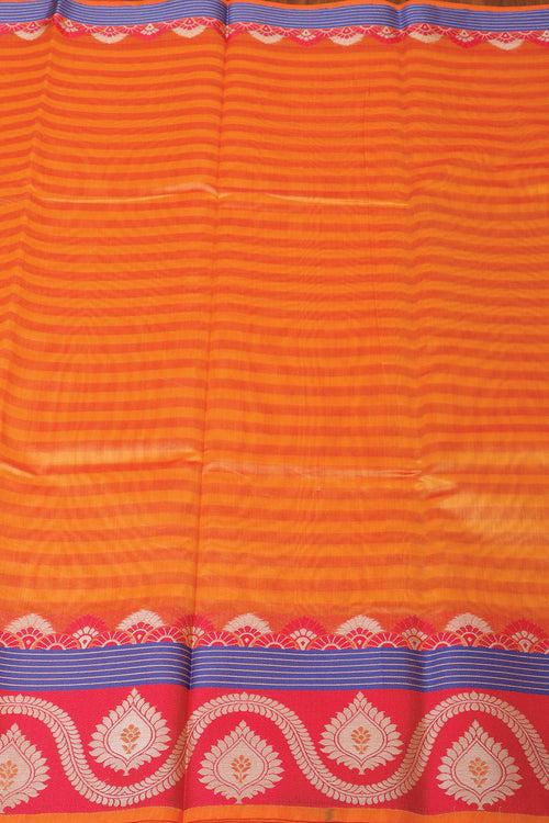 Orange Semi Silk Cotton Saree