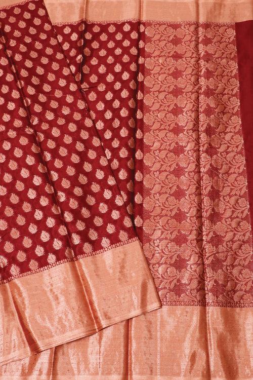 Maroon Semi Silk Cotton Saree