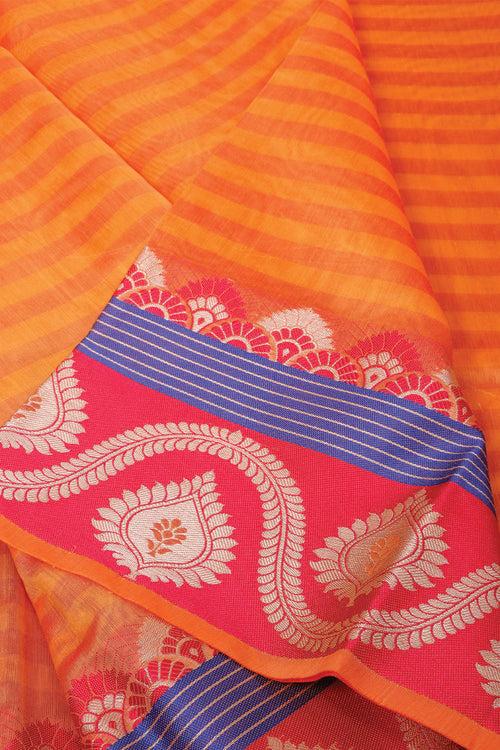 Orange Semi Silk Cotton Saree