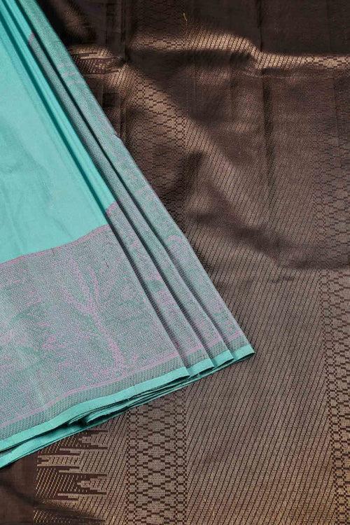 Turquoise Blue Kanchipuram Silk Saree