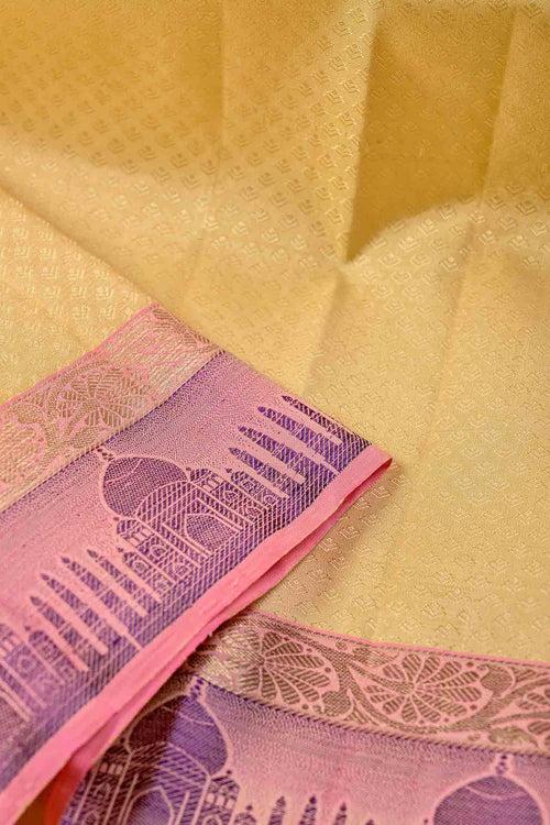 Lemon Yellow Kanchipuram Silk Saree