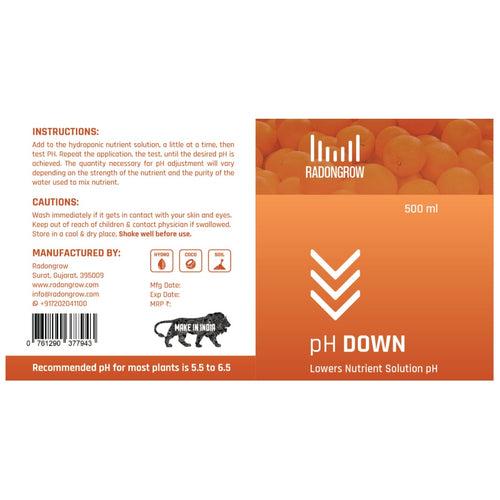 pH Down 500ml :This product lowers nutrient pH.