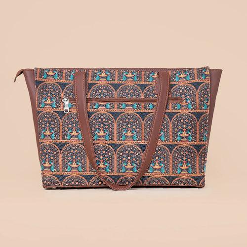 Royal Indian Peacock Motif - Office Tote Bag & Sling Bag Combo