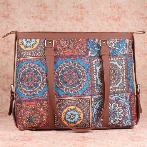 Multicolor Mandala Print- Office Bag & Chain Wallet Combo