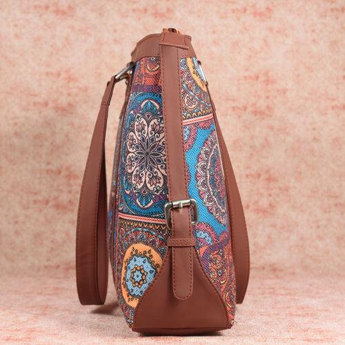 Multicolor Mandala Print- Office Bag & Chain Wallet Combo