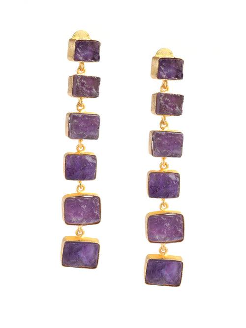 The Squared Sheesh Amethyst Earrings