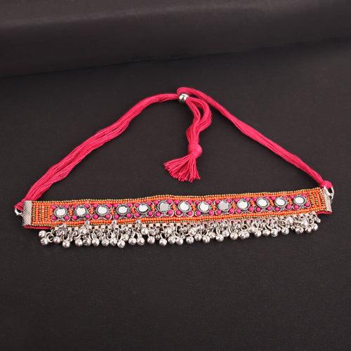 The Splashy Pink & Orange Beaded Choker