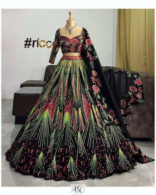 BLACK LEHENGA WITH NEON EMBROIDEREY