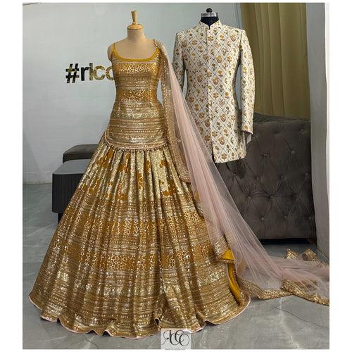 MUSTARD & IVORY BRIDE & GROOM SET