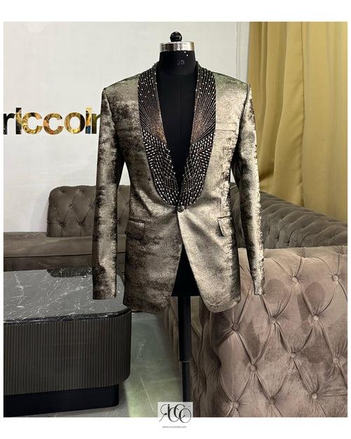 GOLD TUXEDO WITH BEADED LAPEL