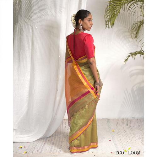 Kesar Ecoloom Cotton Silk Saree in Green