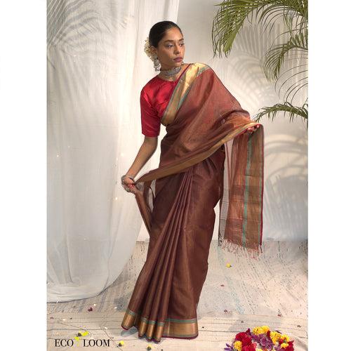 Hansa Maheshwari Handloom Cotton Silk Saree