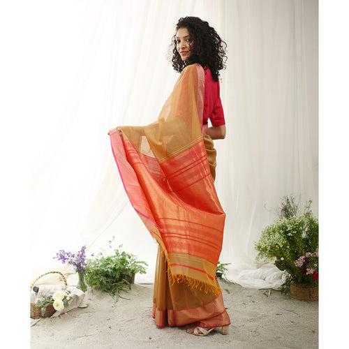 Phalsa Ecoloom Maheshwari Saree