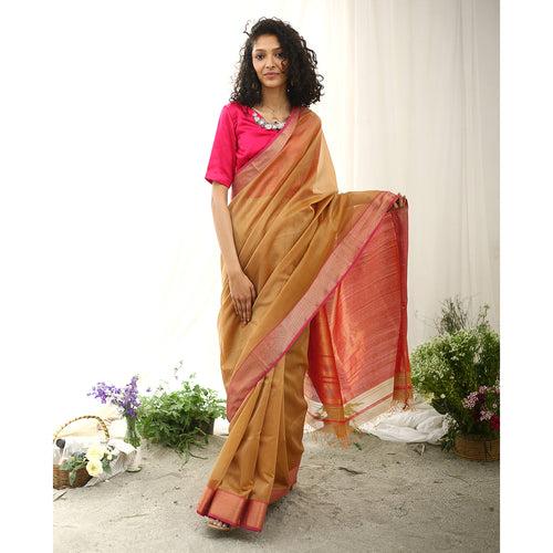 Phalsa Ecoloom Maheshwari Saree