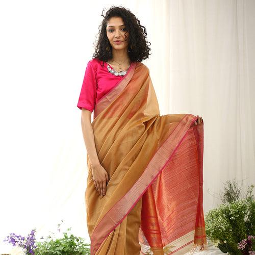 Phalsa Ecoloom Maheshwari Saree