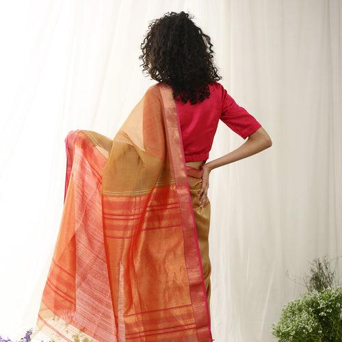 Phalsa Ecoloom Maheshwari Saree