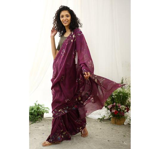 Skylark Ecoloom Floral Printed Saree