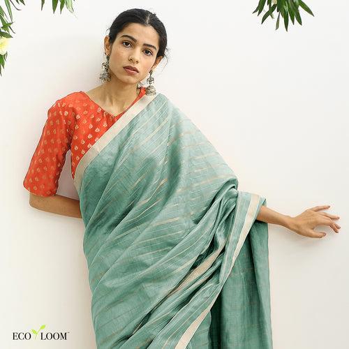 Lemon Grass Ecoloom Maheshwari Silk Handloom Saree