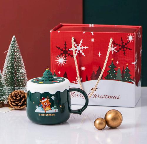 Festive Mug with Christmas tree on the Lid