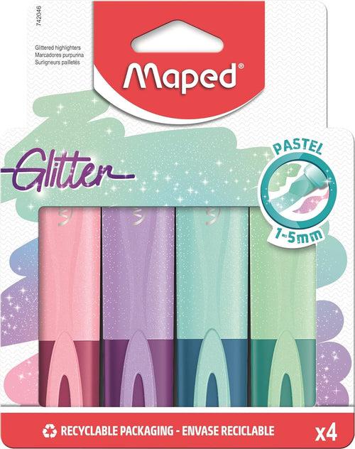 MAPED Pastel Glitter Highlighter Set - Pack of 4