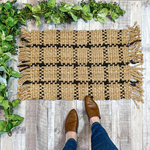 OnlyMat British Plaid Rug - Handwoven and Organic - Jute Carpet