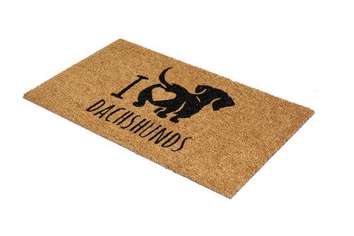 OnlyMat I Love Dachshund Sausage Dog printed Natural Coir Doormat