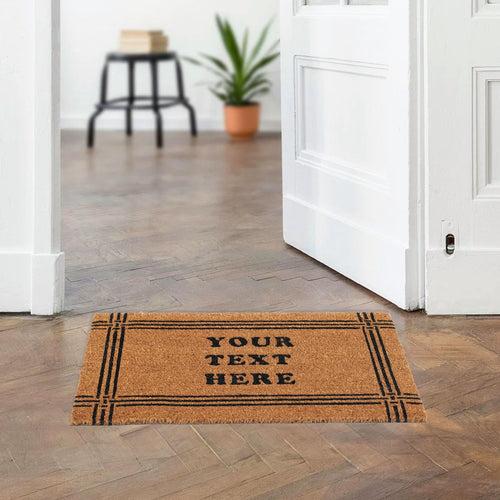 Personalized Coir Doormat with Classic Double-Line Border Design