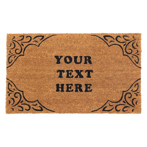 Personalized Coir Doormat with Elegant Border Design – Custom Text Available