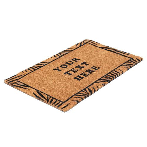 Personalized Coir Doormat with Tropical Leaf Border Design – Custom Text Option